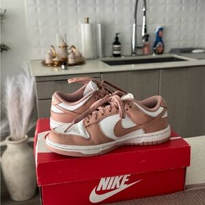 Nike Women's Rose Gold pink and White Sneakers